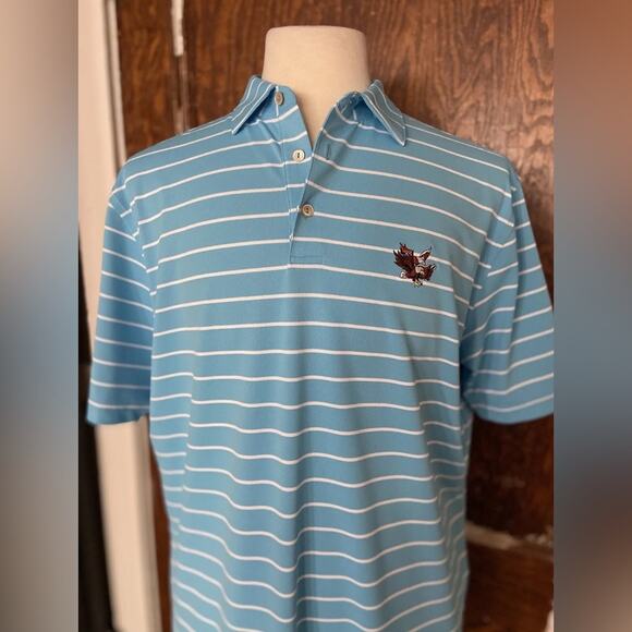 PETER MILLAR Striped Blue Dbl Eagle Club Golf Polo Mens sz L - Picture 2 of 9
